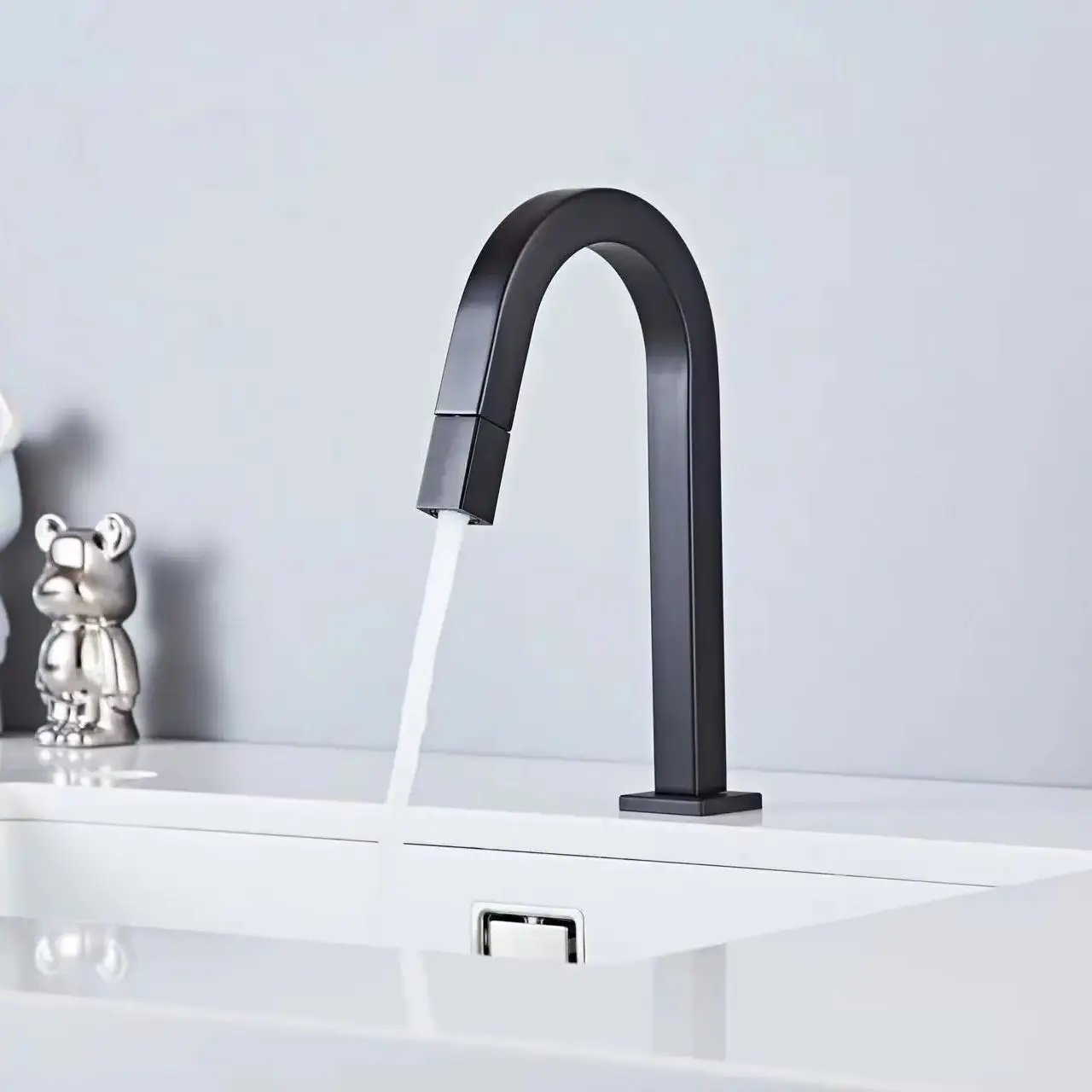 

Gold Chrome Single Cold Sink Tap Brass Square Basin Faucet for Bathroom Outdoor Garden Black Modern Water Supply Tap