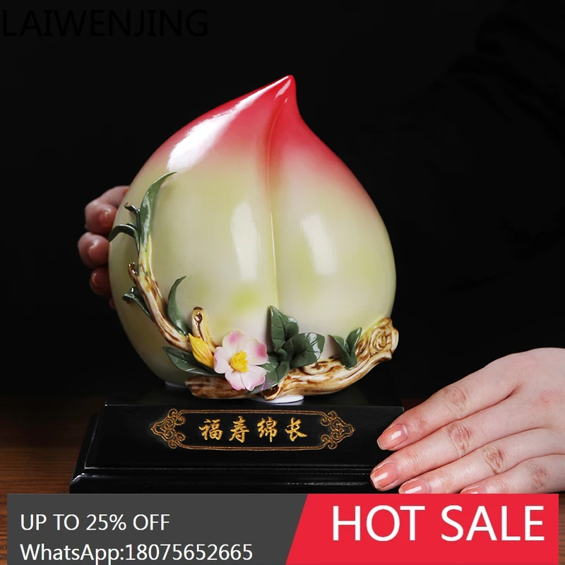 ceramic longevity peach ornament, birthday wish for the elderly, and birthday decoration