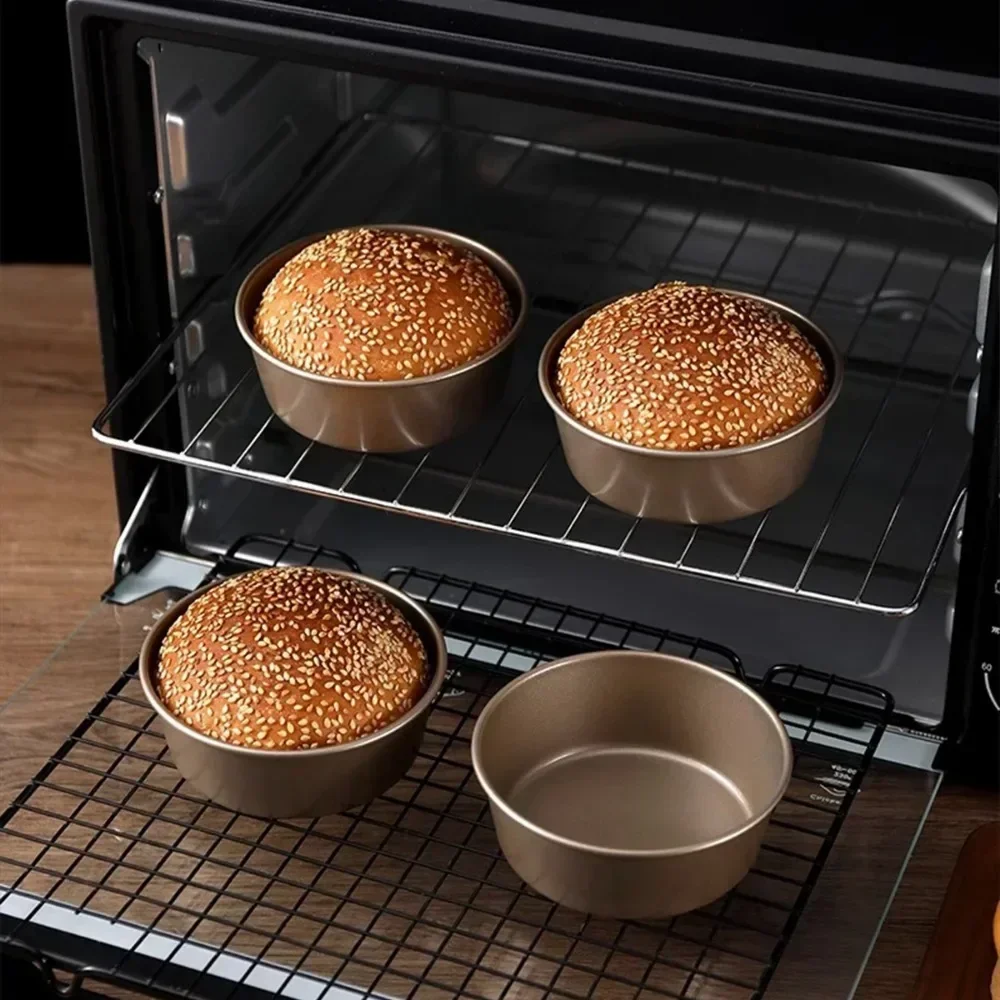 4 INCH Carbon Steel Metal Cheese Pan Cake Mold Air Fryer Mini Round Bread Mould Tart Holder Pudding Jelly DIY Bakery