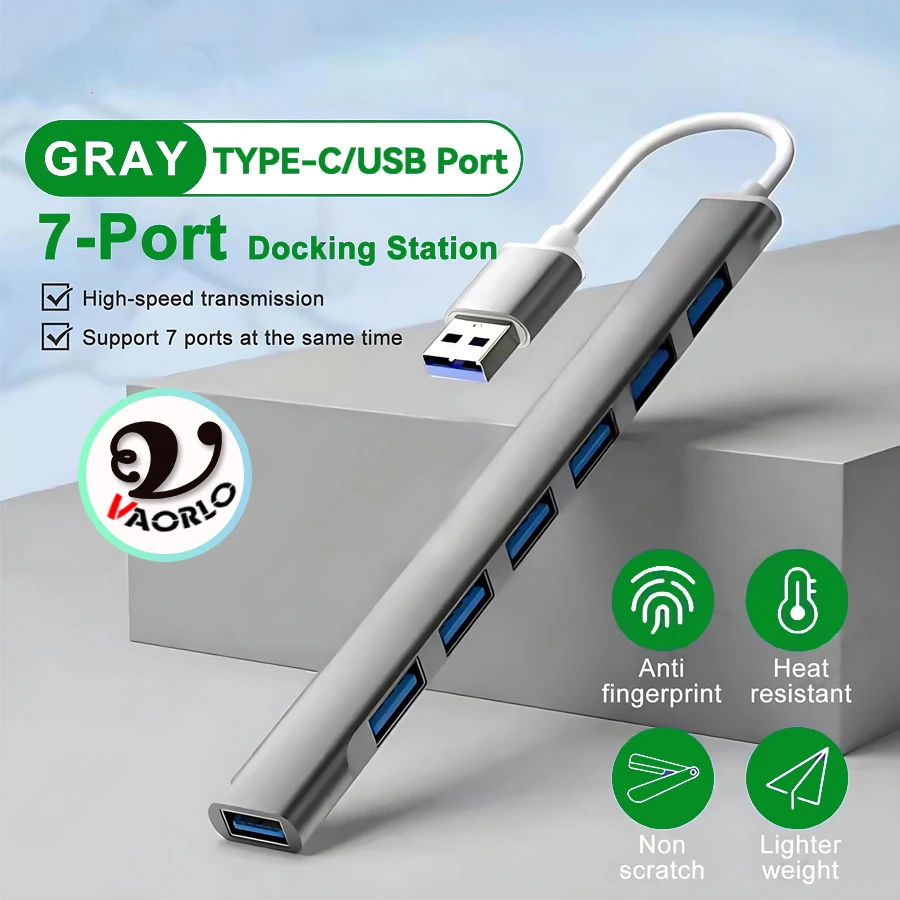 USB 3.0 HUB USB 2.0 HUB USB C HUB Type C HUB Multi Splitter High Speed 5Gbps For PC Computer Multiport USB A HUB Port 7 Ports