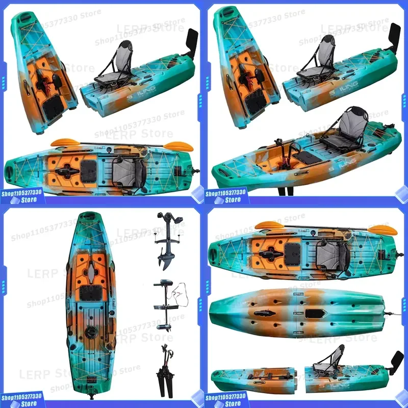 Plastic Single Seat Sit on Top Folding Detachable Fishing Kayak 2 Piece Modular CE Certified with Fin Pedal or Motor