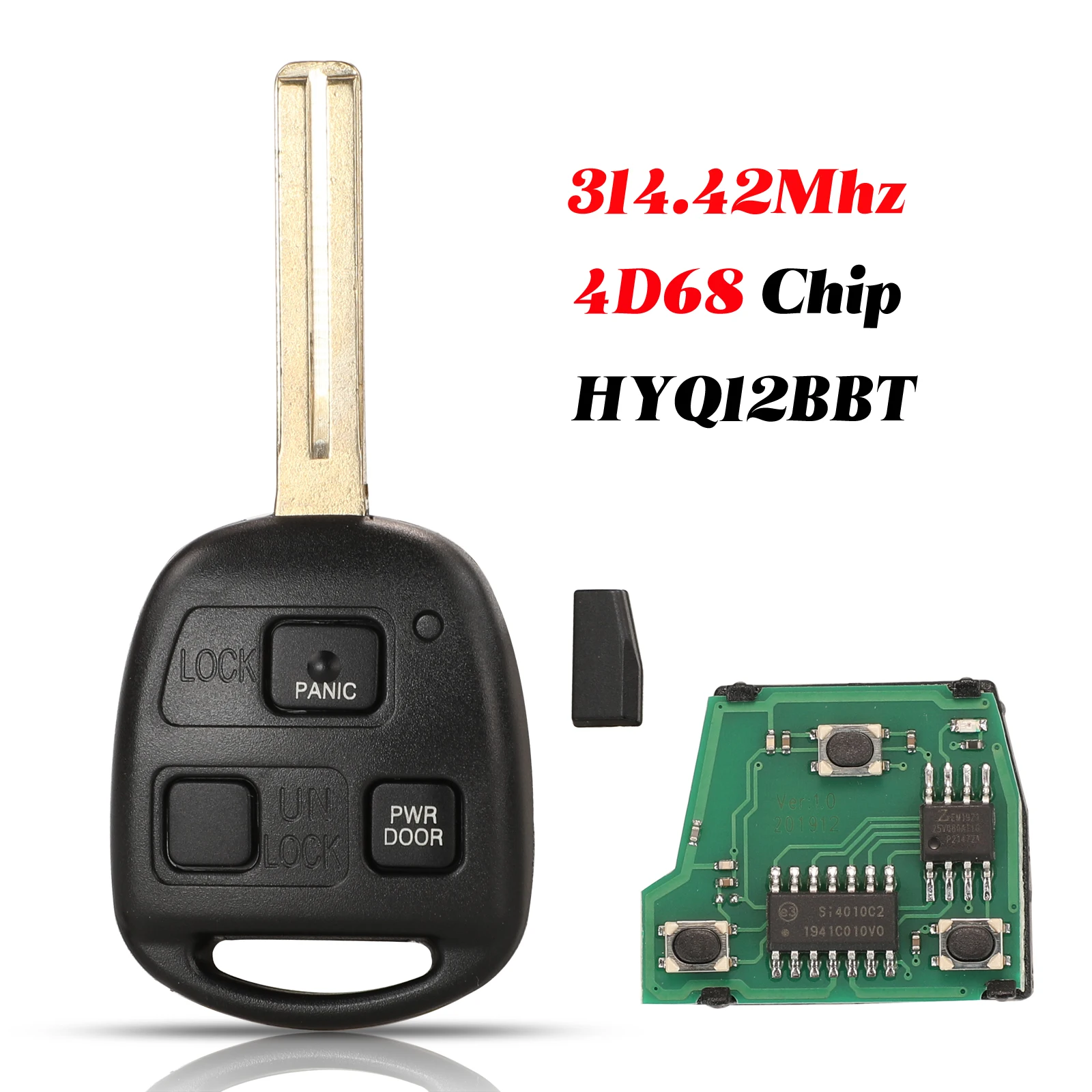 jingyuqin 3Button 4D68 Chip Remote Car Key 314.4MHz FOB For Toyota For Lexus RX330 RX350 RX400h RX450h TOY43 Blade FCC: HYQ12BBT