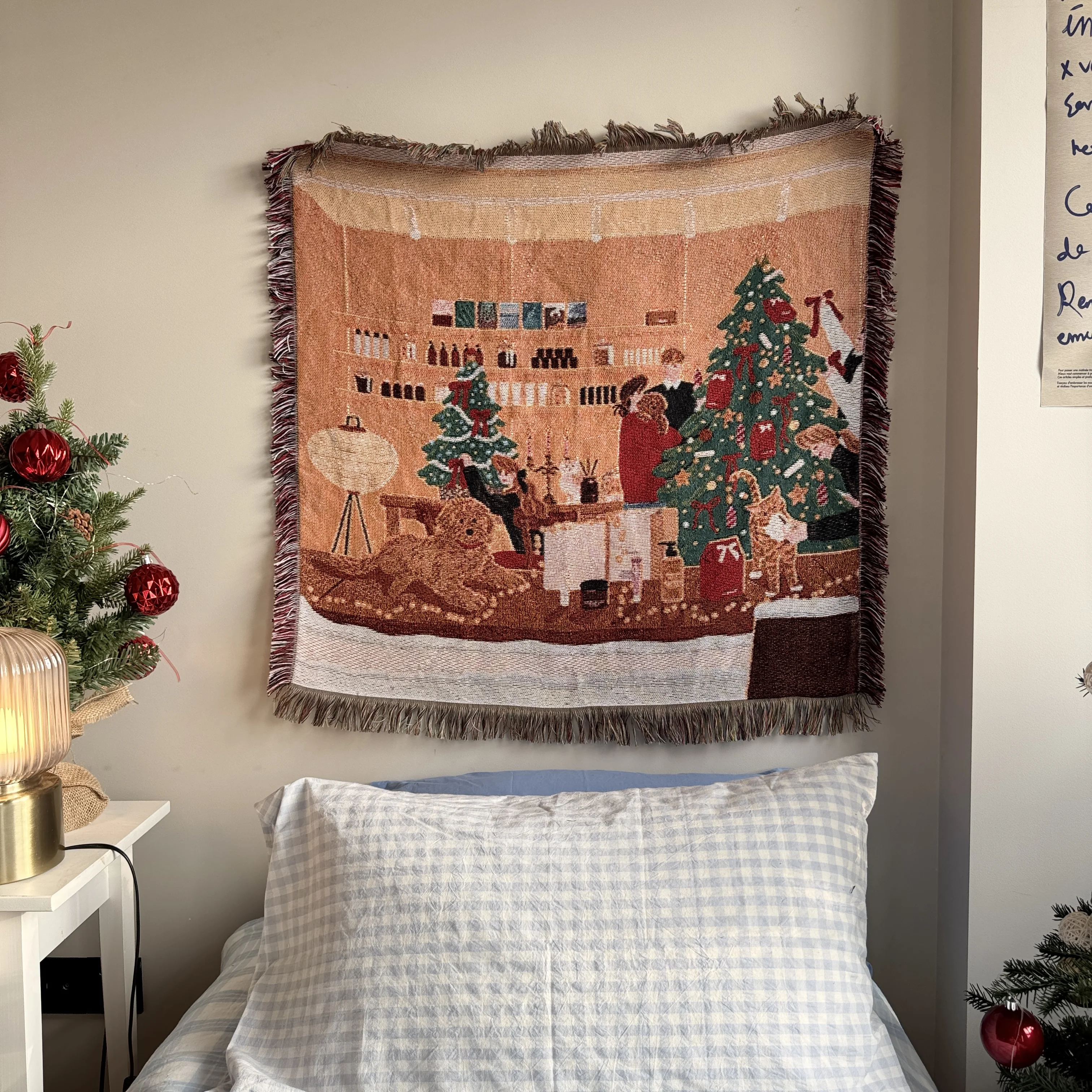 

90x90cm Nordic-Style Bedroom Decoration, Simple And Retro Christmas-Themed Tapestries