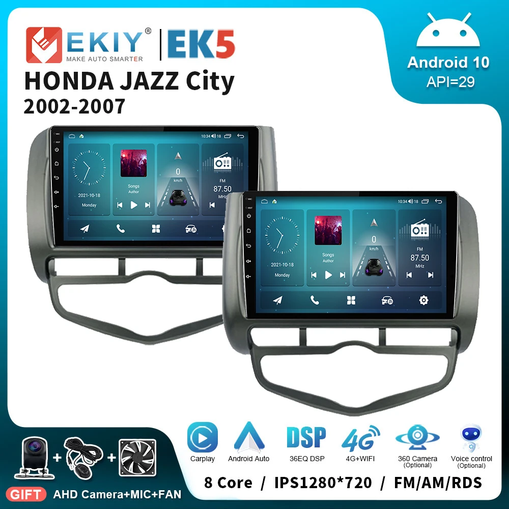 

Автомагнитола EKIY EK5 2 Din Android 10 для HONDA JAZZ City 2002-2007 9 дюймов HD универсальный мультимедийный видеоплеер Carplay стерео GPS DSP