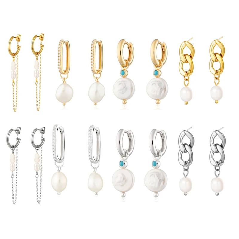 CANNER-Pendientes de cadena de Plata esterlina 925 para mujer, joyería coreana INS, con gota de perla, para boda, 925