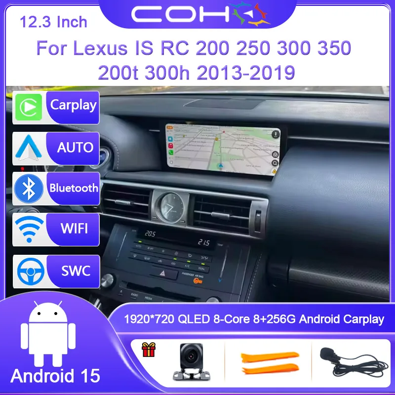 10.25 Inch For Lexus IS RC 200 250 300 350 200t 300h 2013-2019 Android 15 8-Core Car Multimedia Player Stereo Receiver Radio GPS