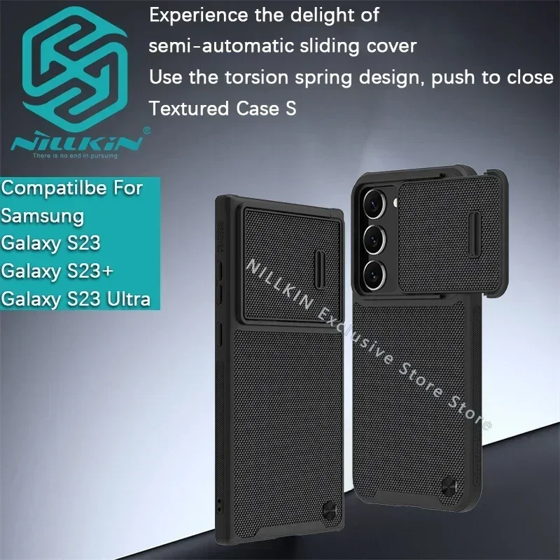 Nillkin для Samsung Galaxy S23/S23 +/S23 Plus текстурированный S чехол с раздвижной крышкой для объектива с раздвижным окном чехол для телефона TPU + ПК Nillkin для Samsung Galaxy S23/S23 +/S23 Plus текстурированный S чехол с раздвижной крышкой для объектива с раздвижным окном чехол для телефона TPU + ПК