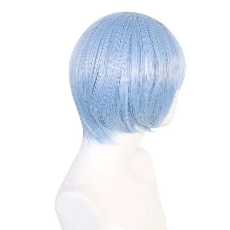 Eva Rei Ayanami Cosplay Wig Light Blue Synthetic Short Straight Wig Anime Coser Cute Girl High Quality Wig Halloween Daily Party