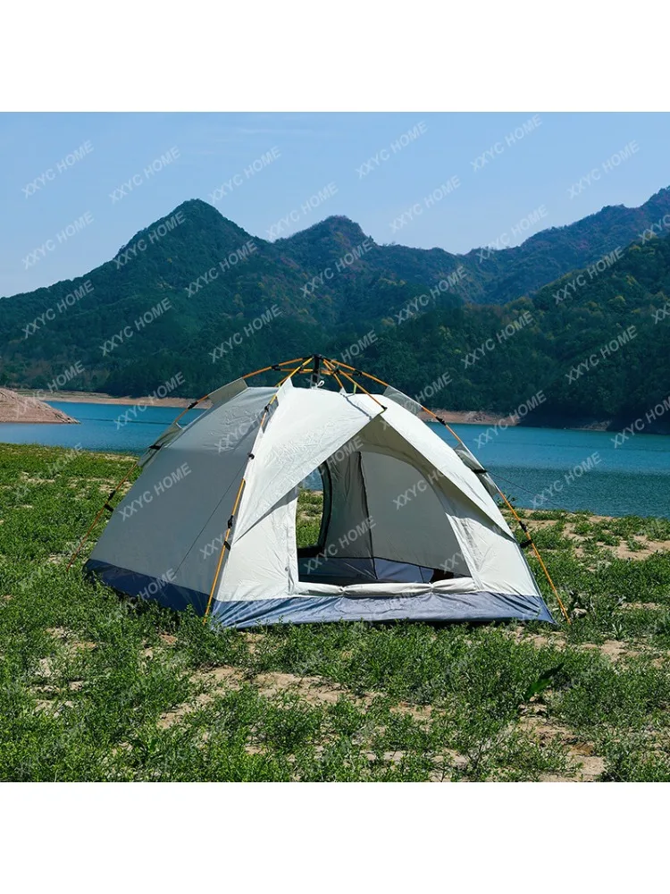 Beach Camping Tent Outdoor Fake Double Layer Quickly Open Picnic Sun Protection Windproof Waterproof Camping Tent