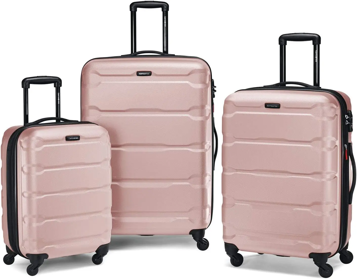 Omni Hardside Nested Luggage Spinner Set, Pink W/ 10Pc Accessory Kit