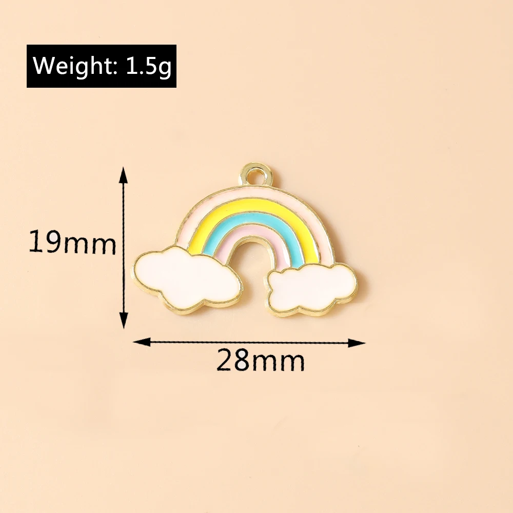 Leslie 10 Stück Mix Niedliche Emaille-Stern-Wolken-Regenbogen-Anhänger für DIY Armband Halskette Ohrringe Schmuckherstellung Handgemachtes Kunsthandwerk – Detail 24