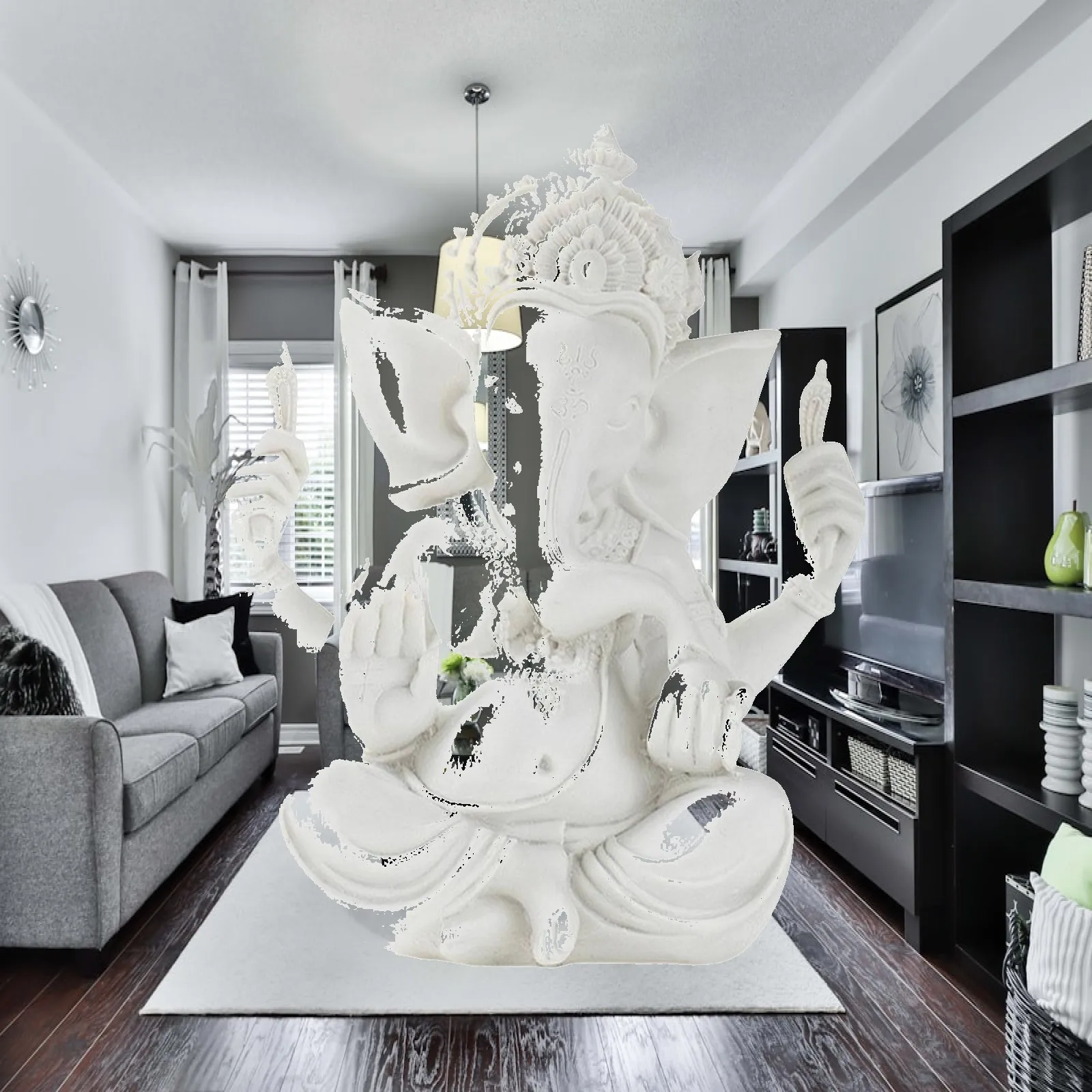 Statue d'éléphant Ganesh en résine, figurine pour décoration d'autel, étagère de bureau, sculpture de méditation, art moderne