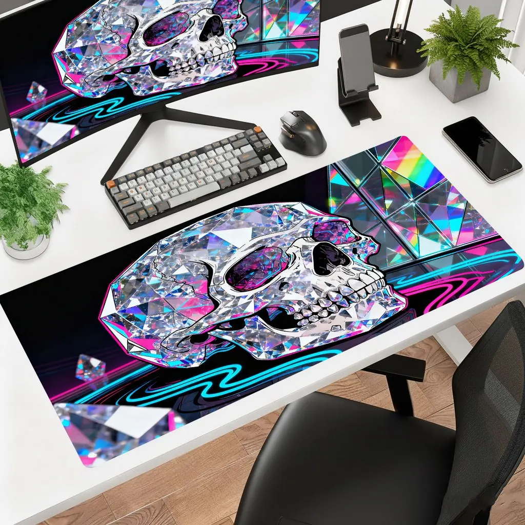 Metal Iron Art Crystal Skull Mouse Pad, HD Print Non-Slip Rubber Washable Desk Mat For Gaming Laptop Office Daily Use