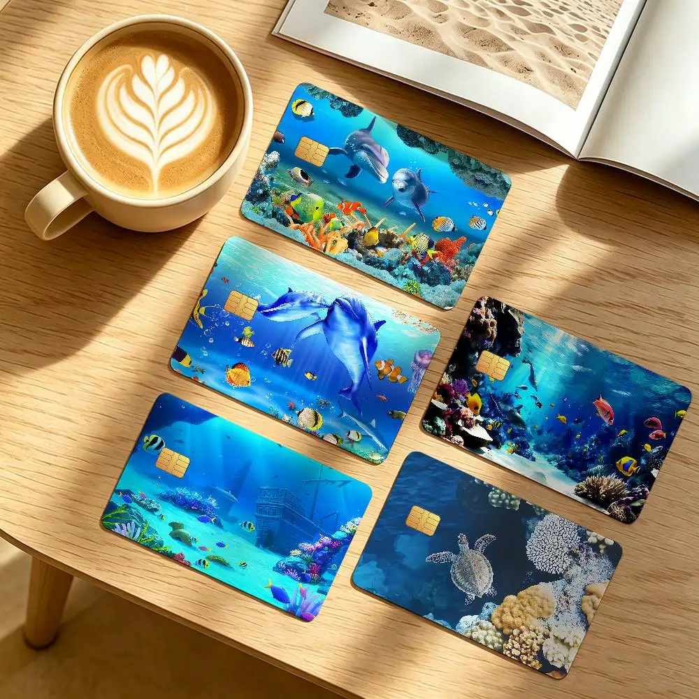 Sea World Credit Card Public Transportation Cards Protective Sticker Waterproof Card Face Decoration 4PCS
