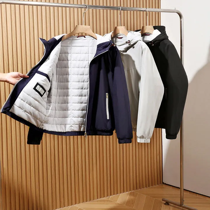 Jaet di cotone con cappuccio casual da uomo di fascia alta riempito di lana di seta per l'autunno e l'inverno Faionable Urban Sle Long Sve Zi...