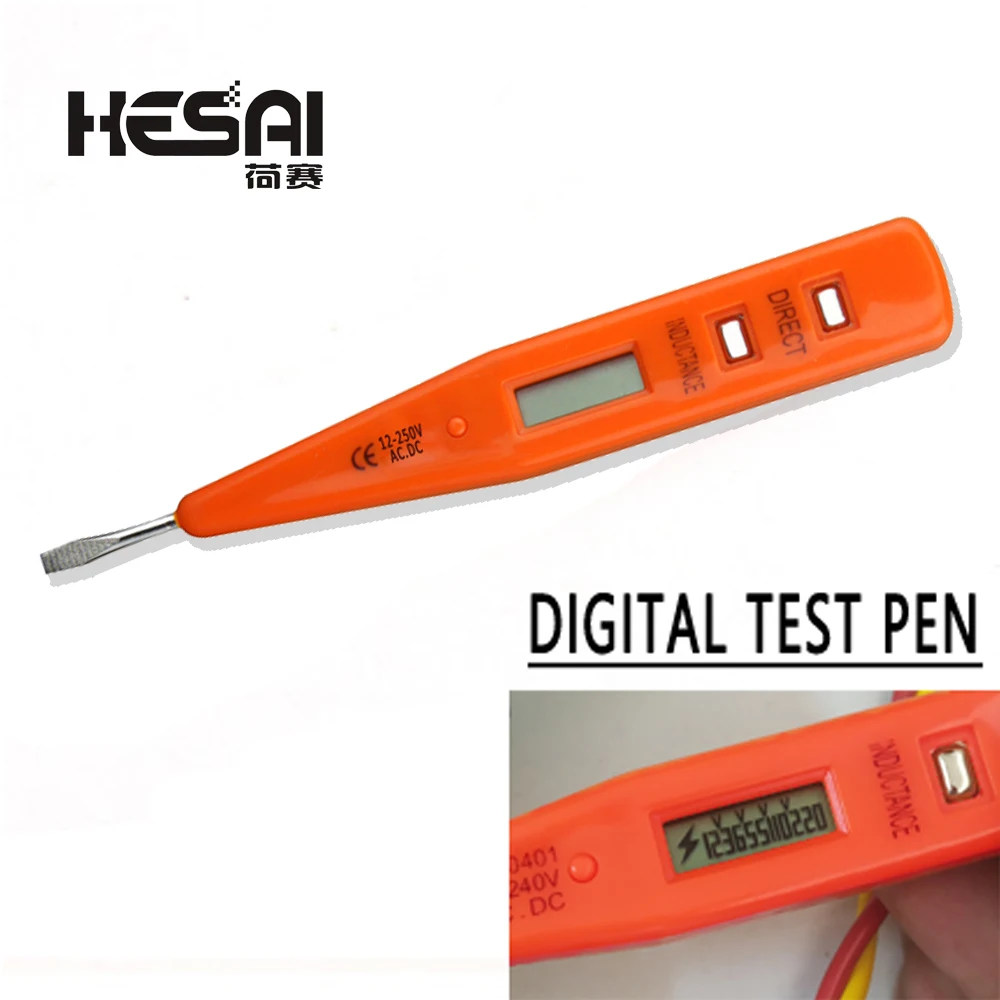 Digital Test Pencil AC DC 12-250V Tester Electrical Screwdriver LCD Display Voltage Detector Test Pen Tools For Electricians