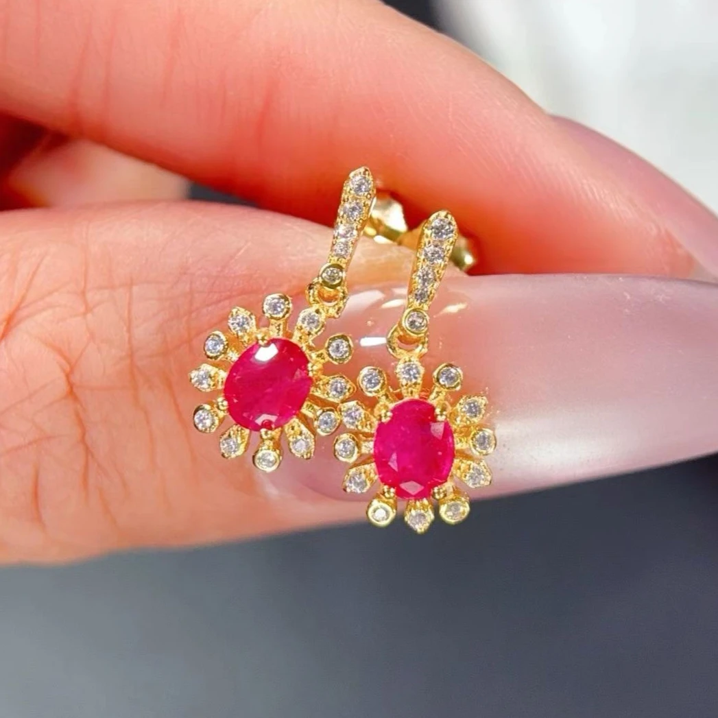 Certified Natural 4x5mm Ruby Earrings 925 Sterling Silver Exquisite Craftsmanship Milgrain Twist Setting Gemstone Earrings