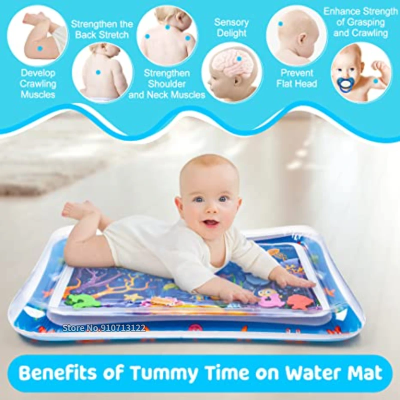 Inflatable Tummy Time Activities Water Mat for Baby Infants and Toddlers Fun time Play Activity Baby\'s Stimulation Growth Game