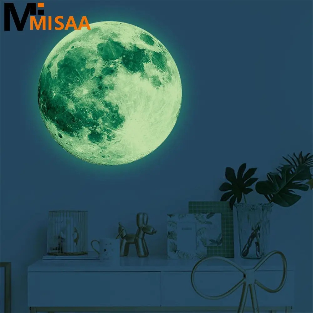 3d Glowing Moon Wall Sticker Versatile Glow In The Dark Striking Innovative Decorative Exclusive Fluorescent Moon Sticker Unique