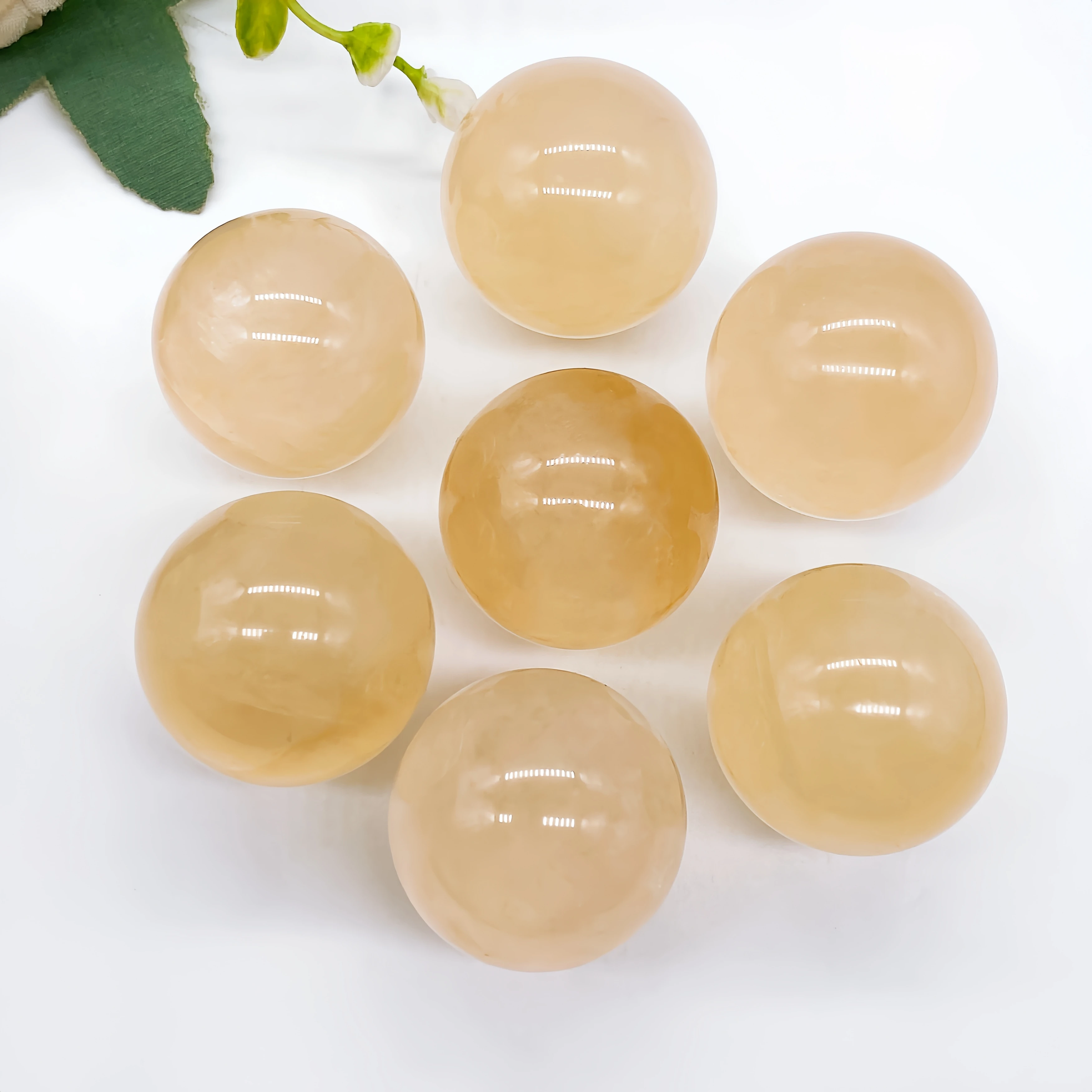 30-33mm Natural Citrine Calcite Quartz Sphere Yellow Iceland Spar Crystal Stone Ball Gemstone Reiki Healing Home Decor Gift