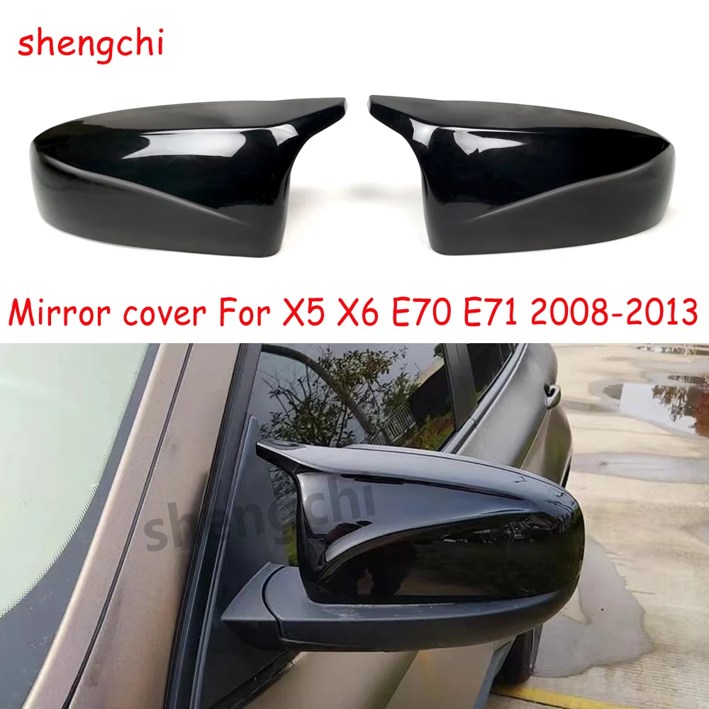 

X5 E70 X6 E71 ABS Glossy Black Side Rearview Door Mirror Covers for BMW X5 E70 X6 E71 ABS Replacement Mirror Caps 2008-2013