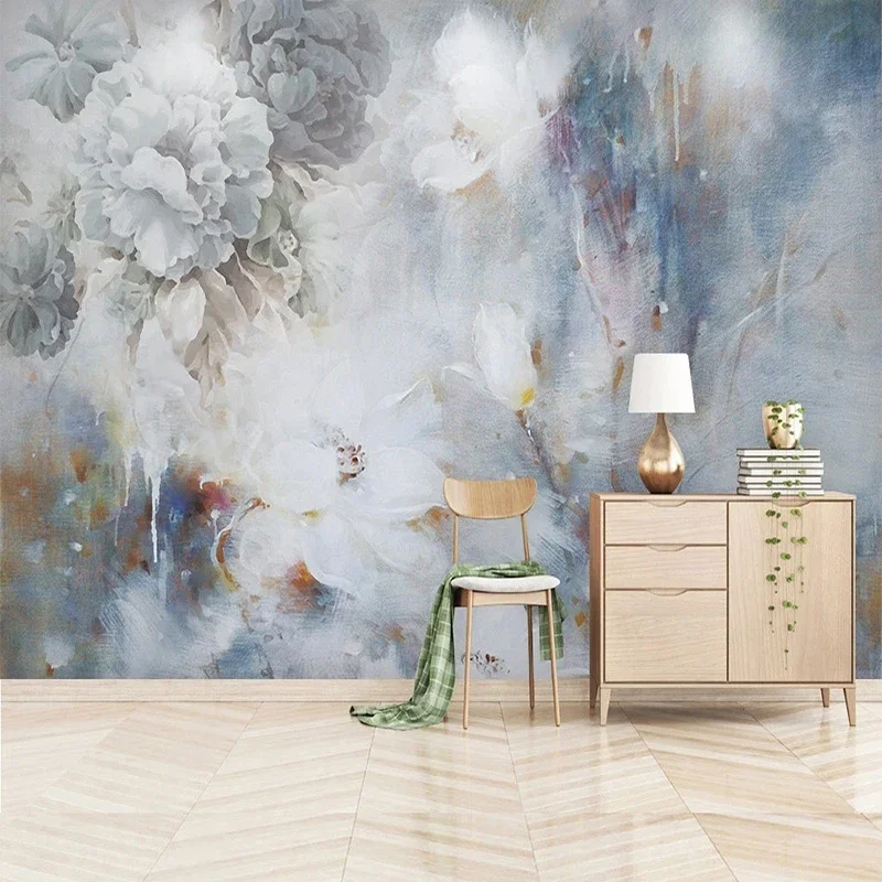 Photo 3D Mural Wall Wallpaper Retro Fresh Blue Rose Murals Wall Cloth Living Room Bedroom TV Sofa Backdrop Home Decor Fresco