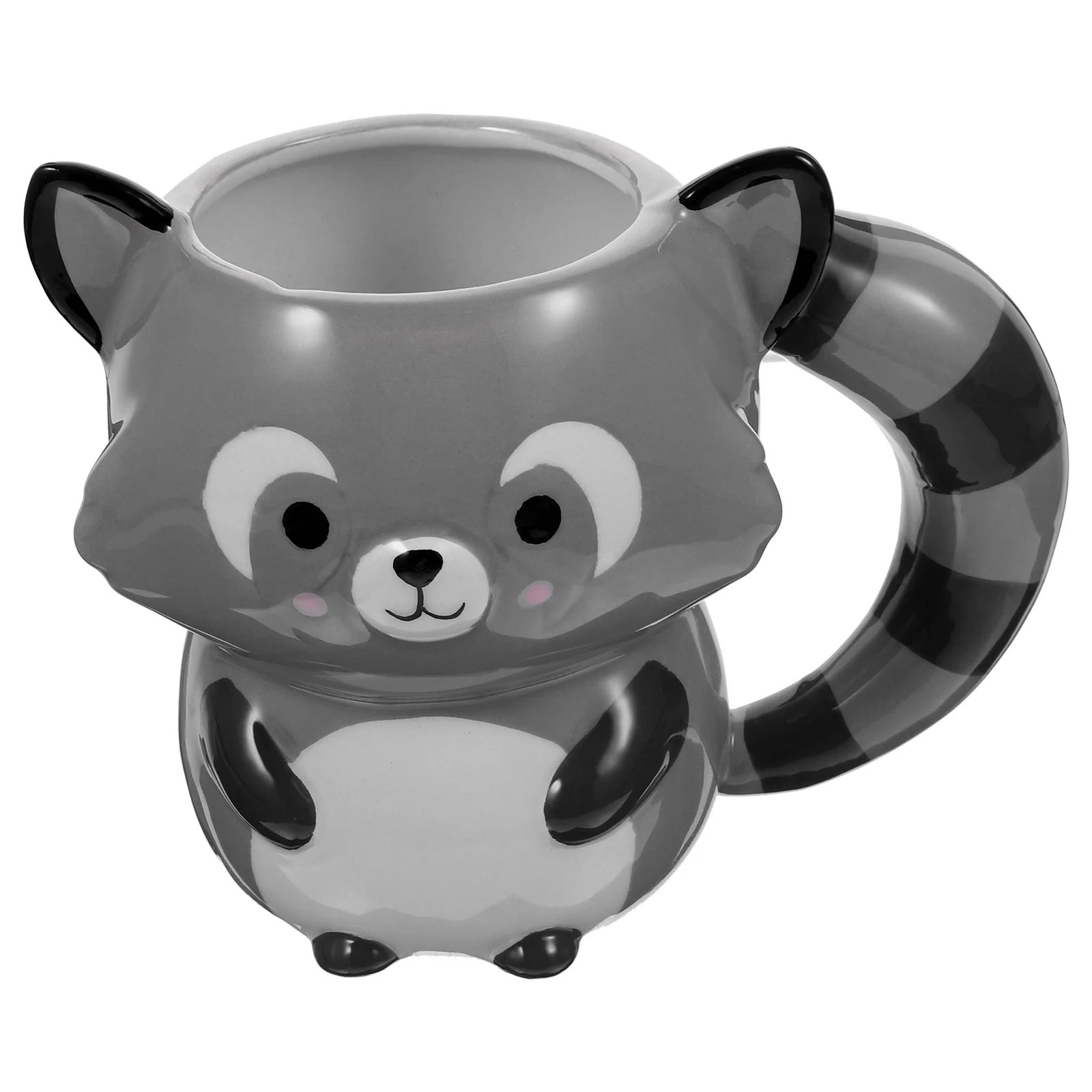 Bins Ceramic Cup Tea Raccoon Grace Cute Decor Drinking Grey Mug with Animals Coffee Mugs Racoon Travel