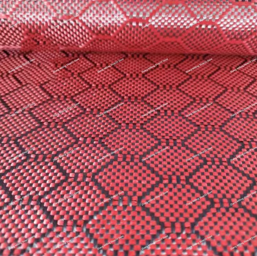 3k 240GSM Thickness 0.32mm Carbon Fiber Cloth,Hexagonal 3K Carbon Fiber + Red Aramid