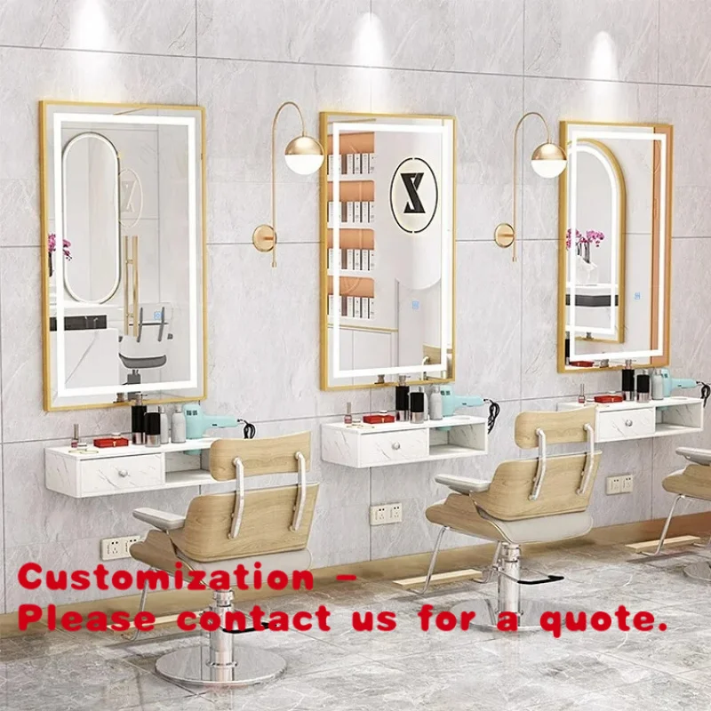 

Зеркало прямоугольное с LED-подсветкой, гостиничного класса, в современном стиле, металлическое, для салона, с выдвижными ящиками