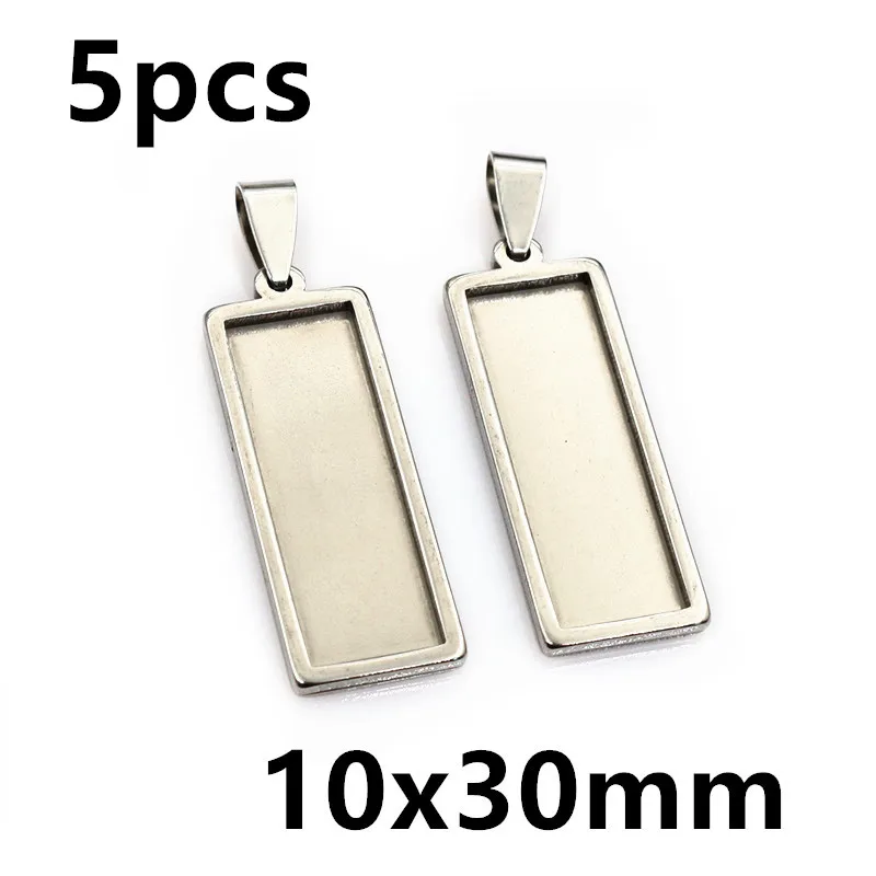 5-10pcs Rectangle Pendant Cabochon Base Blank Setting Tray for DIY Jewellery