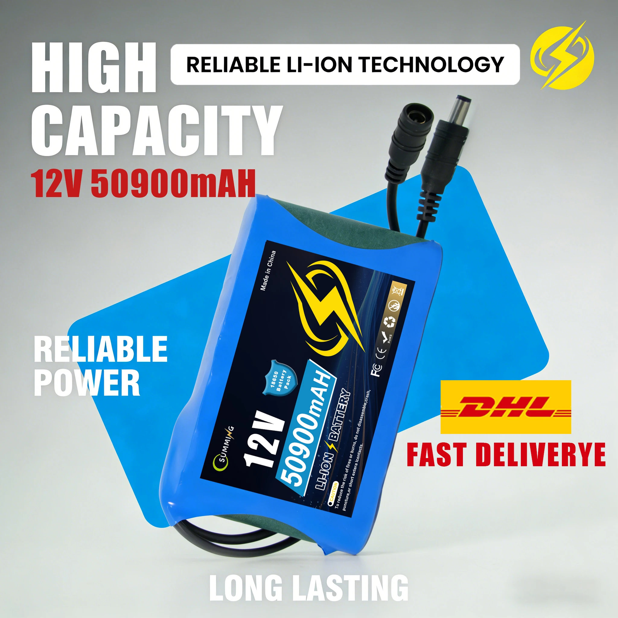 

Super Capacity 12V 50900mAh 3S2P✨Li-ion Battery with Protection Circuit 12.6V Output for Power⚡️Wheels + Charger