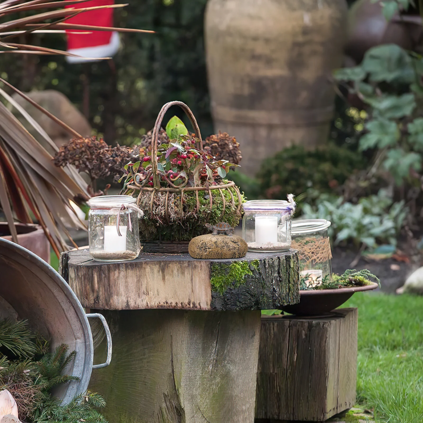 صندوق مفاتيح من الراتنج، تصميم سلحفاة صخرية نابضة بالحياة، حامل مفاتيح خارجي، تخزين مخفي، ديكور حديقة، مقاوم للماء، آمن #1