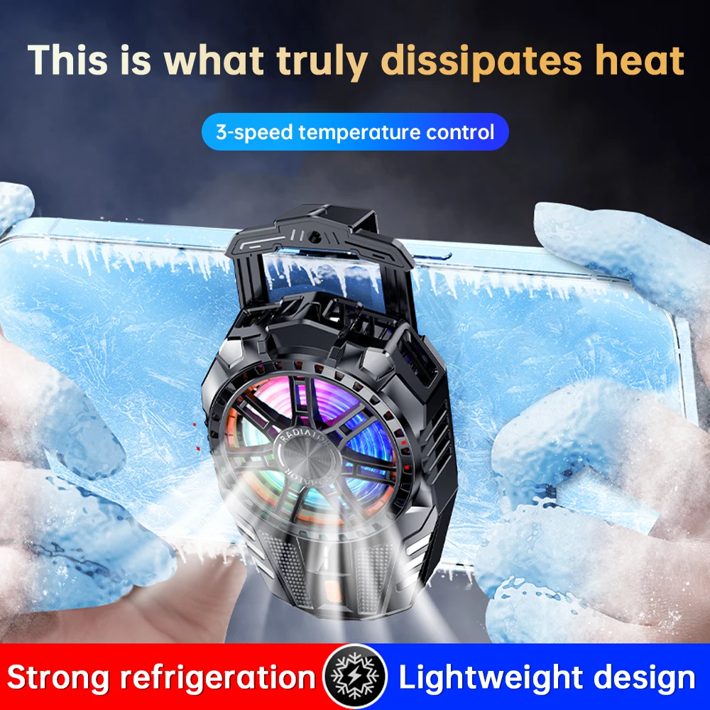 X119RGB Universal Mini Mobile Phone Cooling Fan Radiator Turbo Hurricane Game Cooler Cell Phone Cool Heat Sink