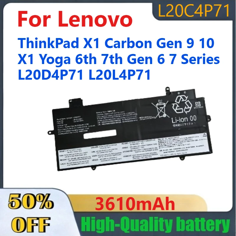 3610mah L20C4P71 L20M4P71 Battery For Lenovo ThinkPad X1 Carbon Gen 9 10 X1 Yoga 6th 7th Gen 6 7 Series L20D4P71 L20L4P71