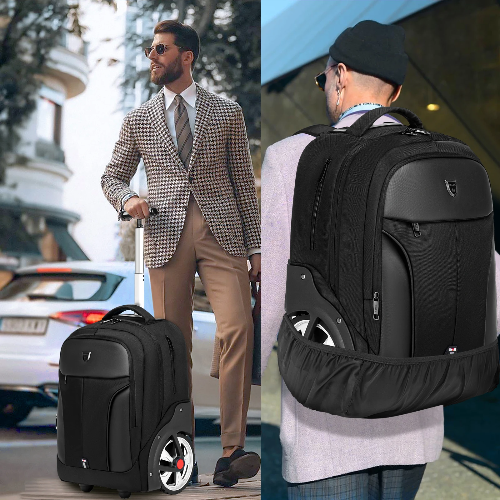 Mochila de bagagem rolante de 20 polegadas com rodas malas de viagem sacos de carrinho de grande capacidade mochila multifuncional para laptop