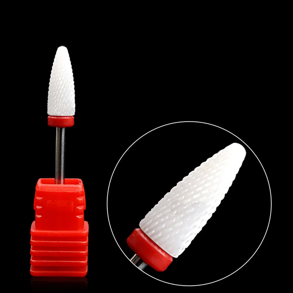 2Pcs Nail Grinding Head Ceramic Drill Bits Set for Electric Nail File Polish Reshape Nails Remove Cuticle Dead Skin Wipe Gel Art