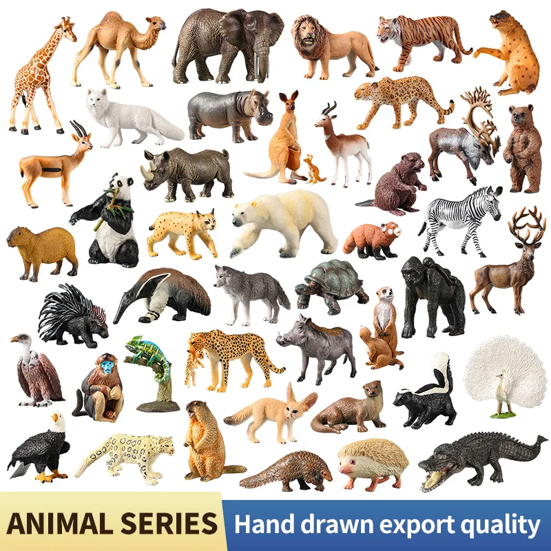 Simulated Solid Wild Animal Figurines - Lion Tiger Antelope Zebra Giraffe Deer Home Decor Kids Educational Toy Gift
