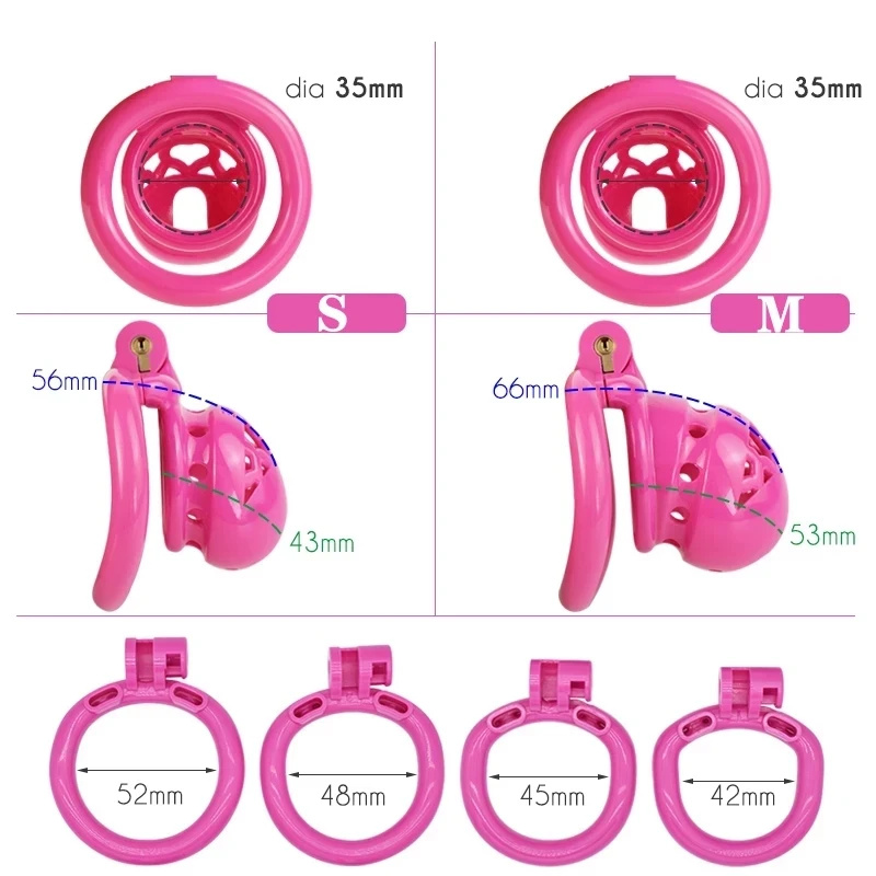 2024 High Quality Pink Cobra Male Chastity Device With 4 Arc Rings,Sissy Cock Cage,Restraint Penis Cage,BDSM Sextoys For Man Gay