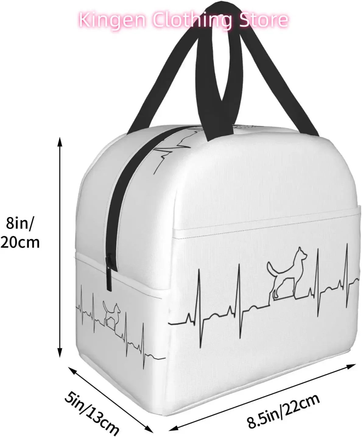 Insulated Lunch Bag Reusable Cooler Thermal Dog Tote Bag with Front Pocket for Women Men Travel Work School Hiking Picnic