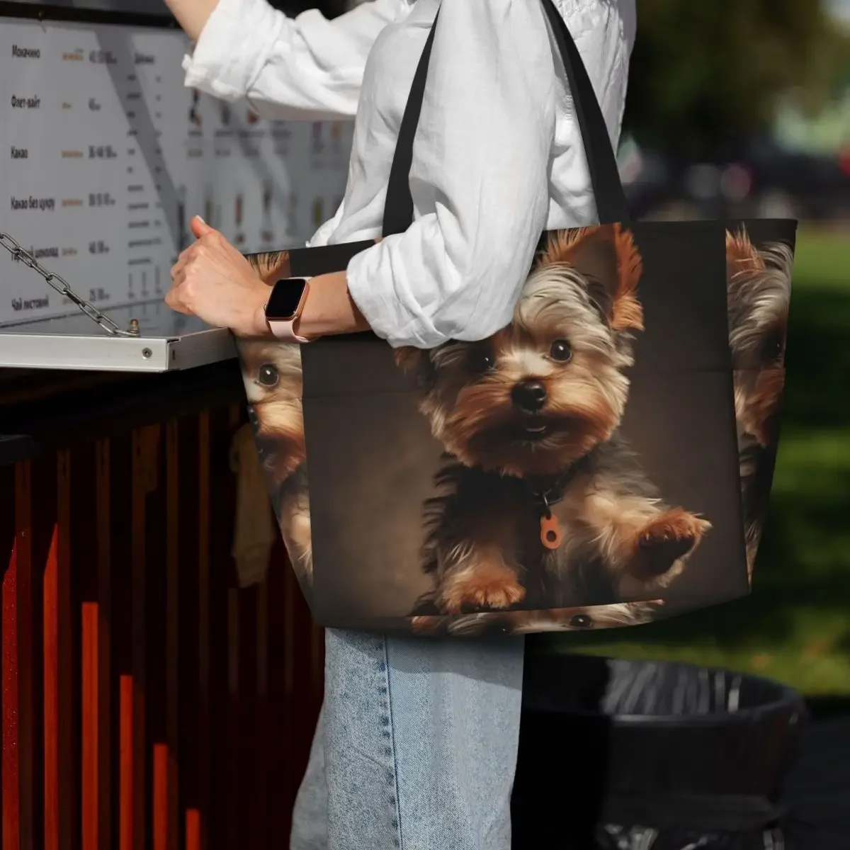 Yorkshire Terrier Dog Being Cute Beach Tote Bag Sport Gym Yoga Duffle Large Tote Bag Women Travel Bag Fitness bag