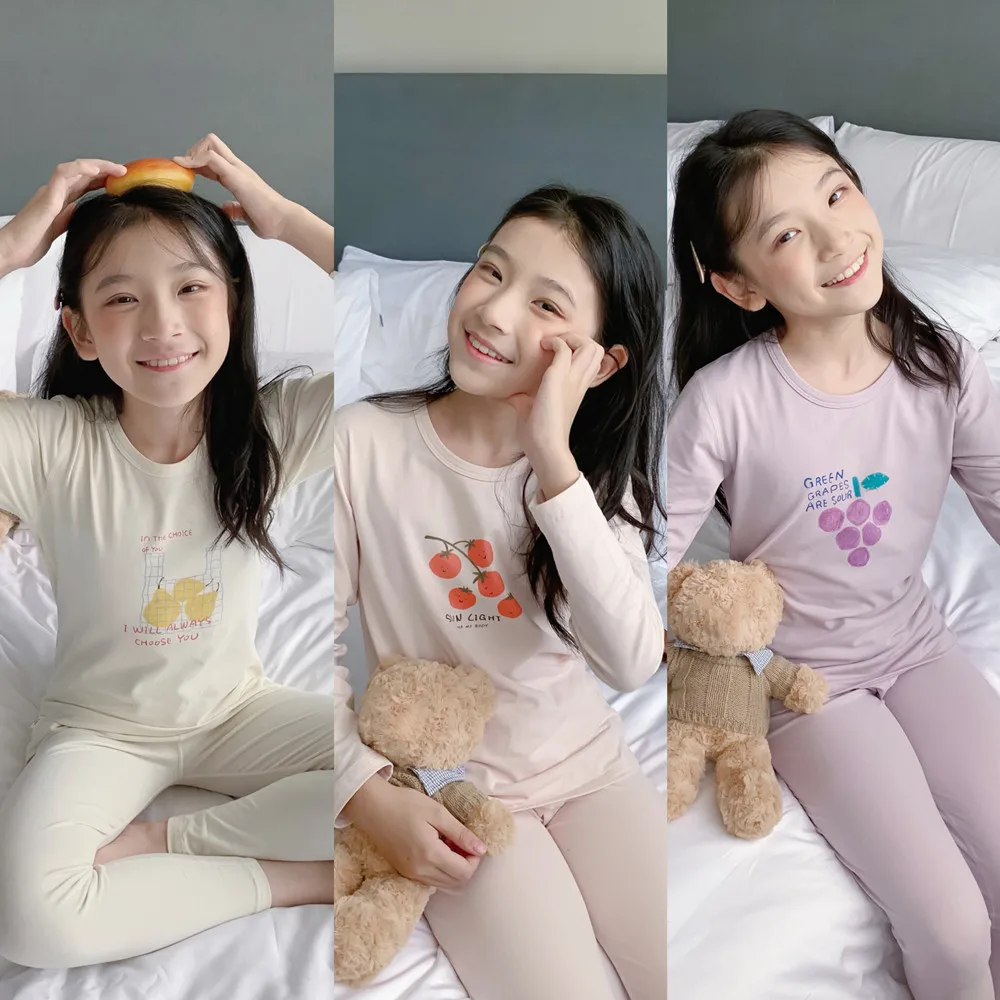 kids Pajamas baby Home Clothing Underwear Set Fruit pattern printing set Boys' and girls' home uniforms baby Pajamas set