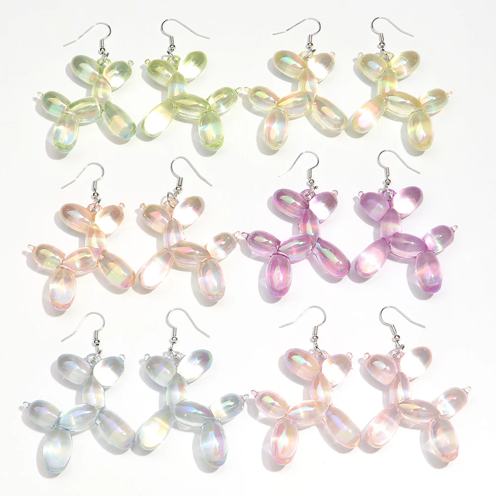 New Trend Balloon Colorful Dog Drop Earrings for Women Personal Iridescent Creative Balloon Cute Dog  Earrings 2025 Jewelry