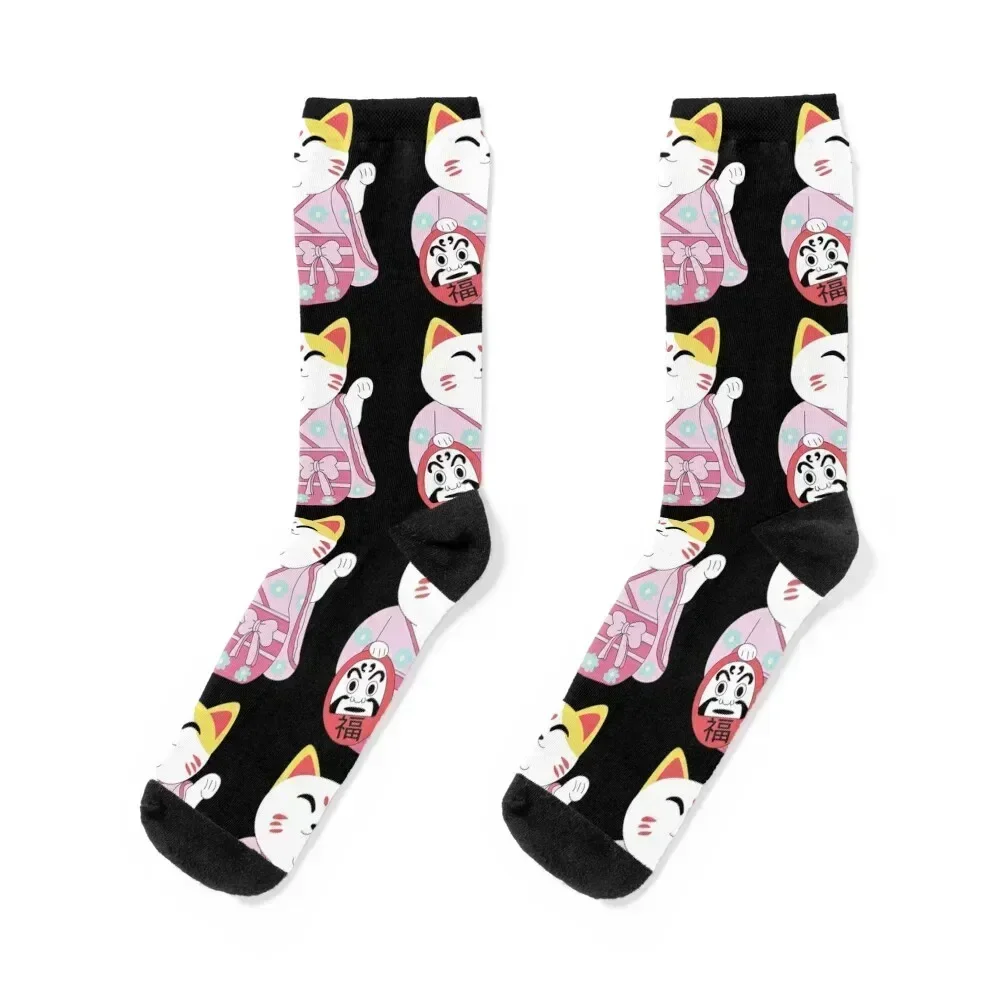 

Kawaii Maneki Neko Japanese Costume Socks men cotton high quality new in's crazy Socks Girl Men's