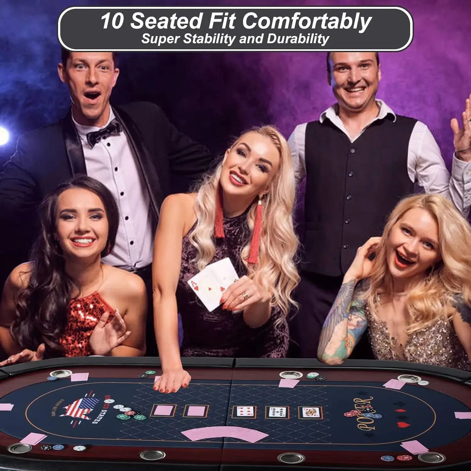 10 Player Poker Table Foldable, 86