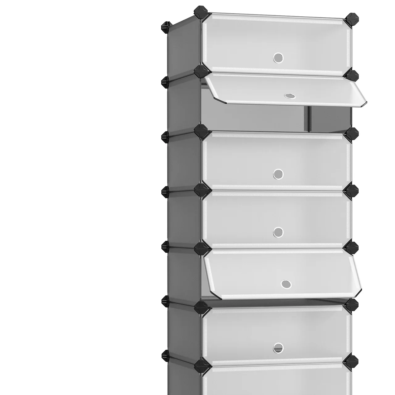 SONGMICSShoe Cabinet with 10 Compartments, Modular Plastic Shelf, Shoe Box, with Door, Mallet Storage