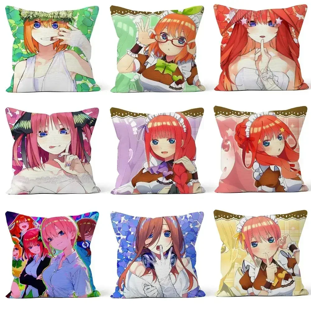 Anime The Quintessential Quintuplets QQ Cushion Cover Throw Pillow Soft Short Plush Cozy Colorfast For Sofa Bedroom Home Decor