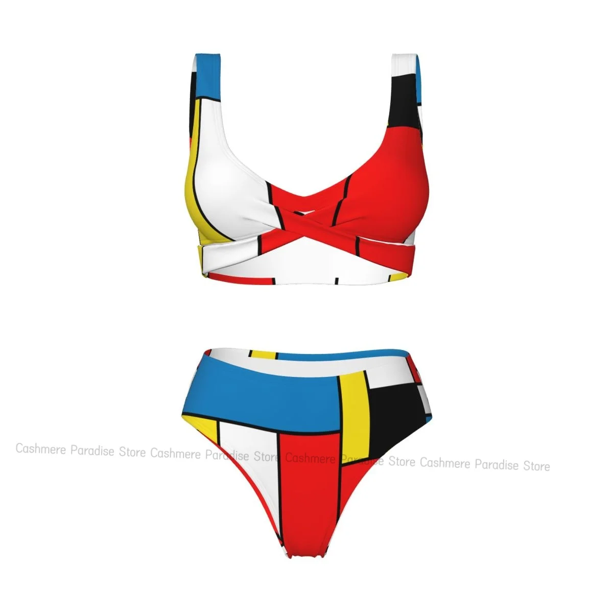 

The Push-Up Bikini Women Sexy Separate Swimsuit Abstract Cubes Two-piece Beachwear