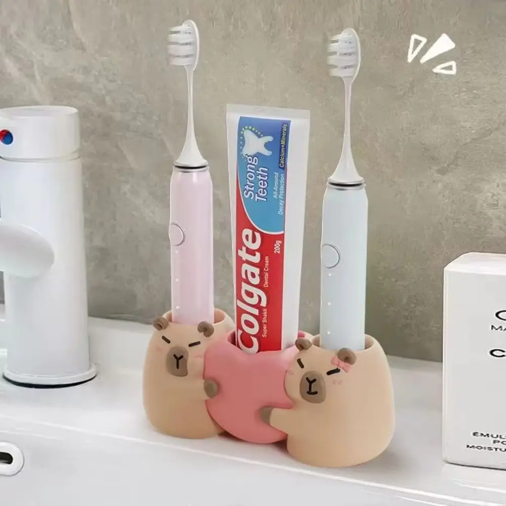 

Multi-functional Capybara Toothbrush Holder Hanging/Free Standing Stable Toothpaste Storage Shelf Removable Drain Hole