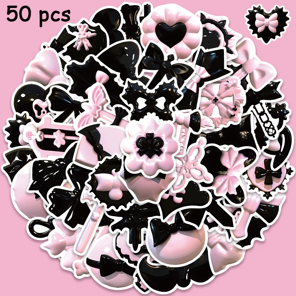 

50pcs Gothic Style Pink Girls Magic Stick Stickers Cartoon Graffiti Decals For Kids Laptop Guitar Scrapbook Fridge Stickers