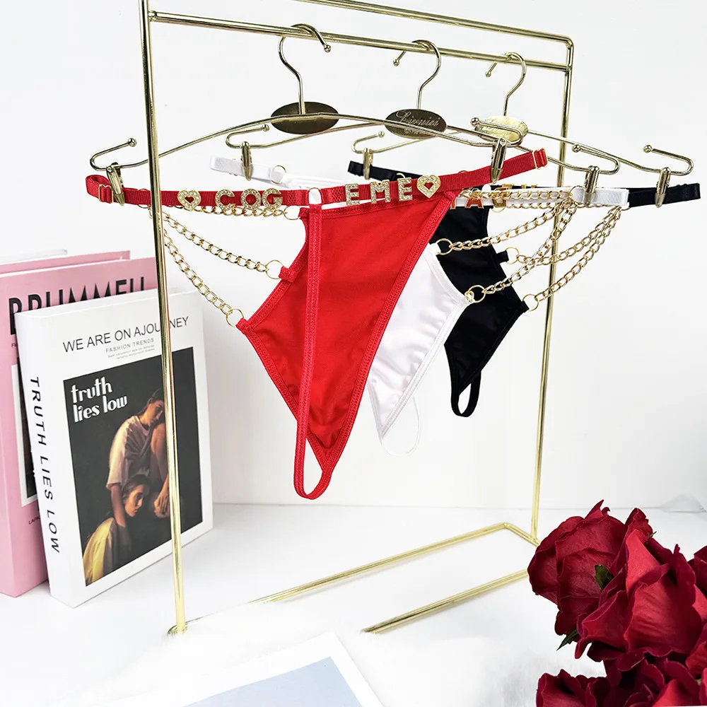 Sexy Custom Crystal Letters Name G-String Waist Chain Women Personalized Body Chain Lace Bikini Thong Beach Custom Jewelry Gift